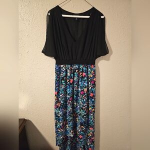 Nicole Size 12 Medium Y2K Dress Shoulderless Floral Skirt Black Top Clothes Summ